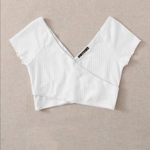 White Crossover Crop Top